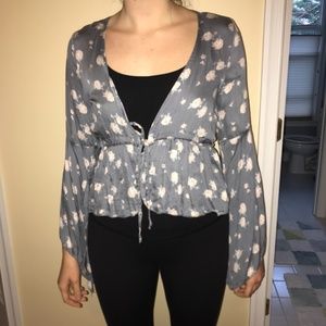 Grey and Pink American Eagle Blouse